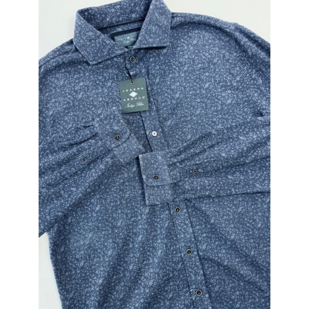 Joseph Abboud Indigo Blue‎ Mens XLT Button Down Shirt Textured Pattern